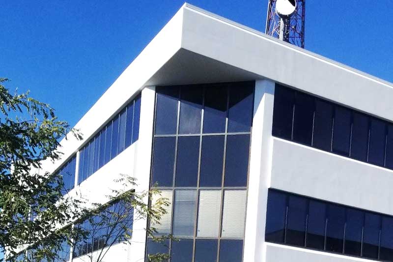 Caulking services protect concrete exterior and tenants of this office building in West Orange New Jersey